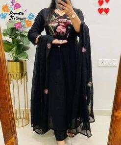 Floral Designer Black Ready Made Shalwar Suit Floral Designer Black Ready Made Shalwar Suit