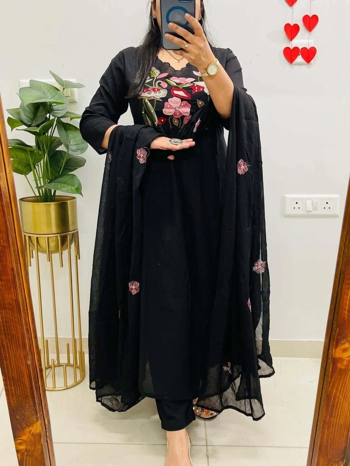 Floral Designer Black Ready Made Shalwar Suit Floral Designer Black Ready Made Shalwar Suit - Image 3