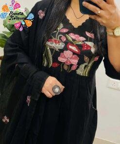 Floral Designer Black Ready Made Shalwar Suit Floral Designer Black Ready Made Shalwar Suit