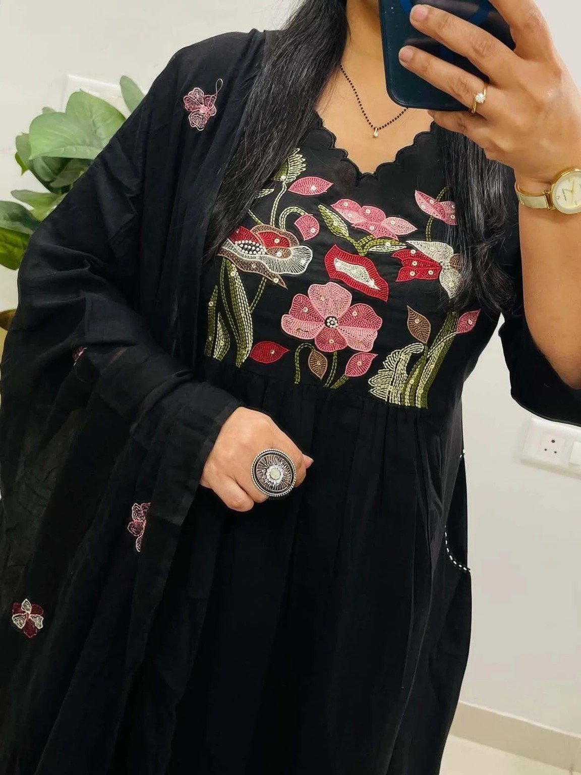 Floral Designer Black Ready Made Shalwar Suit Floral Designer Black Ready Made Shalwar Suit - Image 5