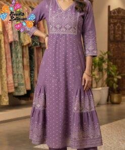 Welcome Swastik Boutiques, Sri Lanka Alternative view of Floral Designer Light Purple Green Ready Made Shalwar Suit