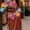 Floral Designer Rust Brown Green Ready Made Shalwar Suit