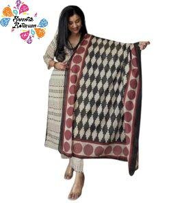 Floral Designer White And Black With Red Mixed Ready Made Shalwar Suit