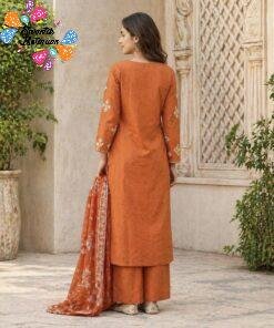 Flower Designer Rust Orange Ready Made Shalwar Suit Flower Designer Rust Orange Ready Made Shalwar Suit
