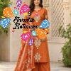 Flower Designer Rust Orange Ready Made Shalwar Suit