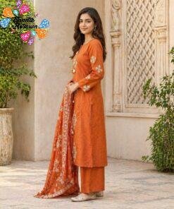 Welcome Swastik Boutiques, Sri Lanka Alternative view of Flower Designer Rust Orange Ready Made Shalwar Suit