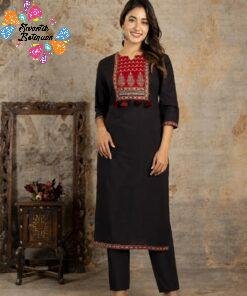 Floral Designer Black And Maroon Ready Made Shalwar Suit