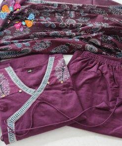 Alternative view of Floral Designer Purple And White Ready Made Shalwar Suit