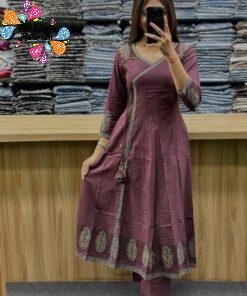 Floral Designer Purple And White Ready Made Shalwar Suit Floral Designer Purple And White Ready Made Shalwar Suit