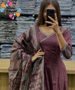 Floral Designer Purple And White Ready Made Shalwar Suit Floral Designer Purple And White Ready Made Shalwar Suit