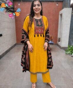 Welcome Swastik Boutiques, Sri Lanka Alternative view of Floral Designer Yellow And Black Ready Made Shalwar Suit