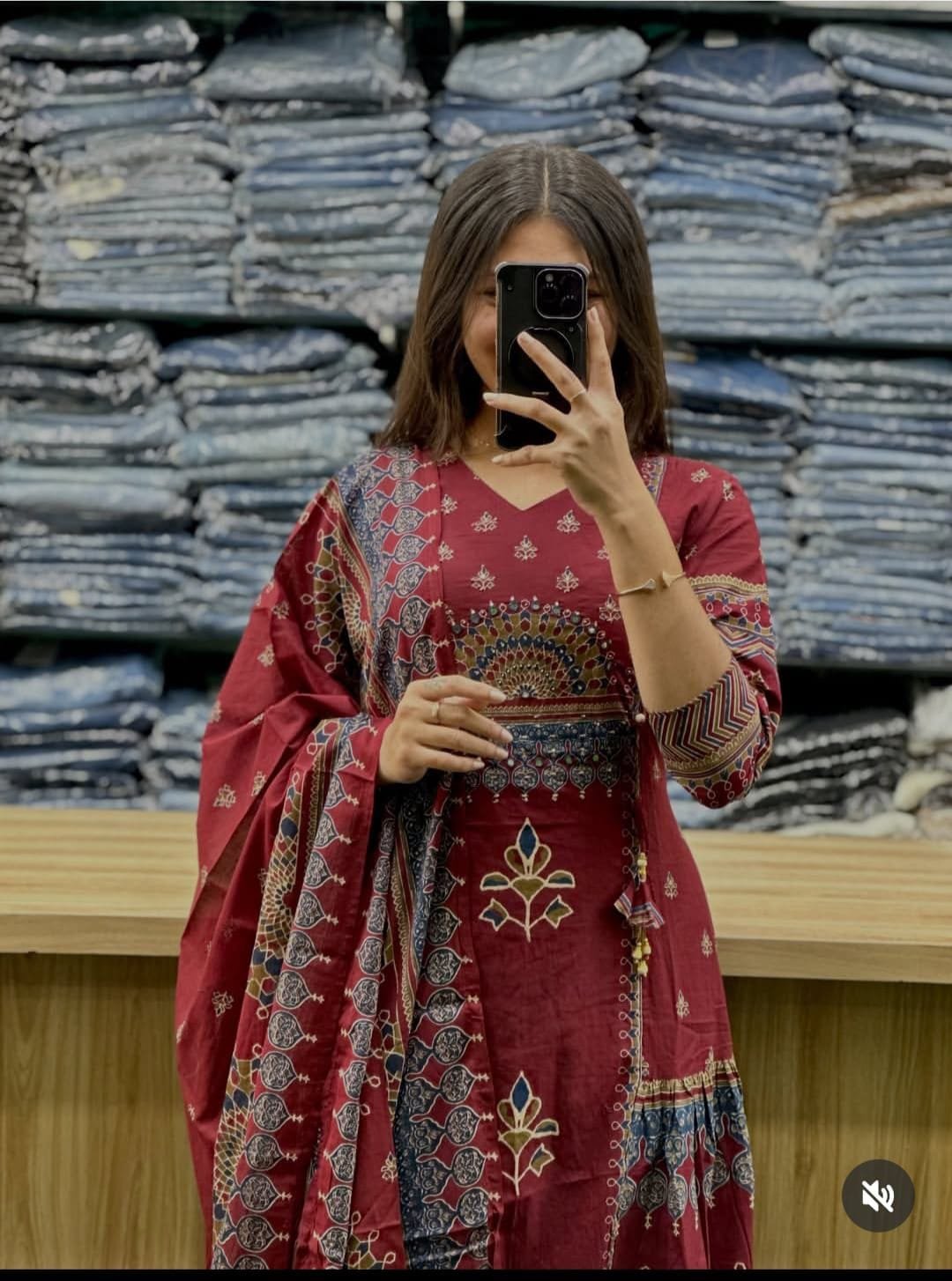 Floral Designer Maroon Ready Made Shalwar Suit Floral Designer Maroon Ready Made Shalwar Suit - Image 3