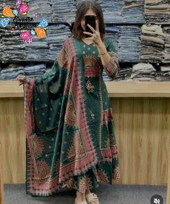 Floral Designer Dark Green Ready Made Shalwar Suit Floral Designer Dark Green Ready Made Shalwar Suit