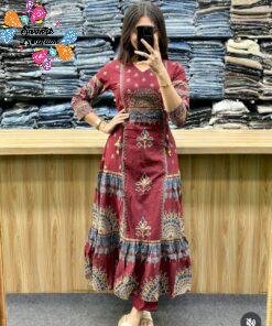 Floral Designer Maroon Ready Made Shalwar Suit Floral Designer Maroon Ready Made Shalwar Suit
