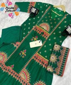 Alternative view of Floral Designer Dark Green Ready Made Shalwar Suit