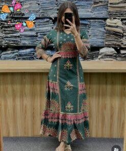 Floral Designer Dark Green Ready Made Shalwar Suit Floral Designer Dark Green Ready Made Shalwar Suit