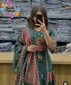 Floral Designer Dark Green Ready Made Shalwar Suit Floral Designer Dark Green Ready Made Shalwar Suit