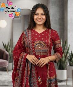 Floral Designer Maroon Ready Made Shalwar Suit Floral Designer Maroon Ready Made Shalwar Suit
