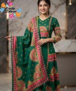 Floral Designer Dark Green Ready Made Shalwar Suit Floral Designer Dark Green Ready Made Shalwar Suit
