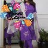 Warli Style Tribal Embroidery Designer Deep Aubergine Purple And White Ready Made Shalwar Suit
