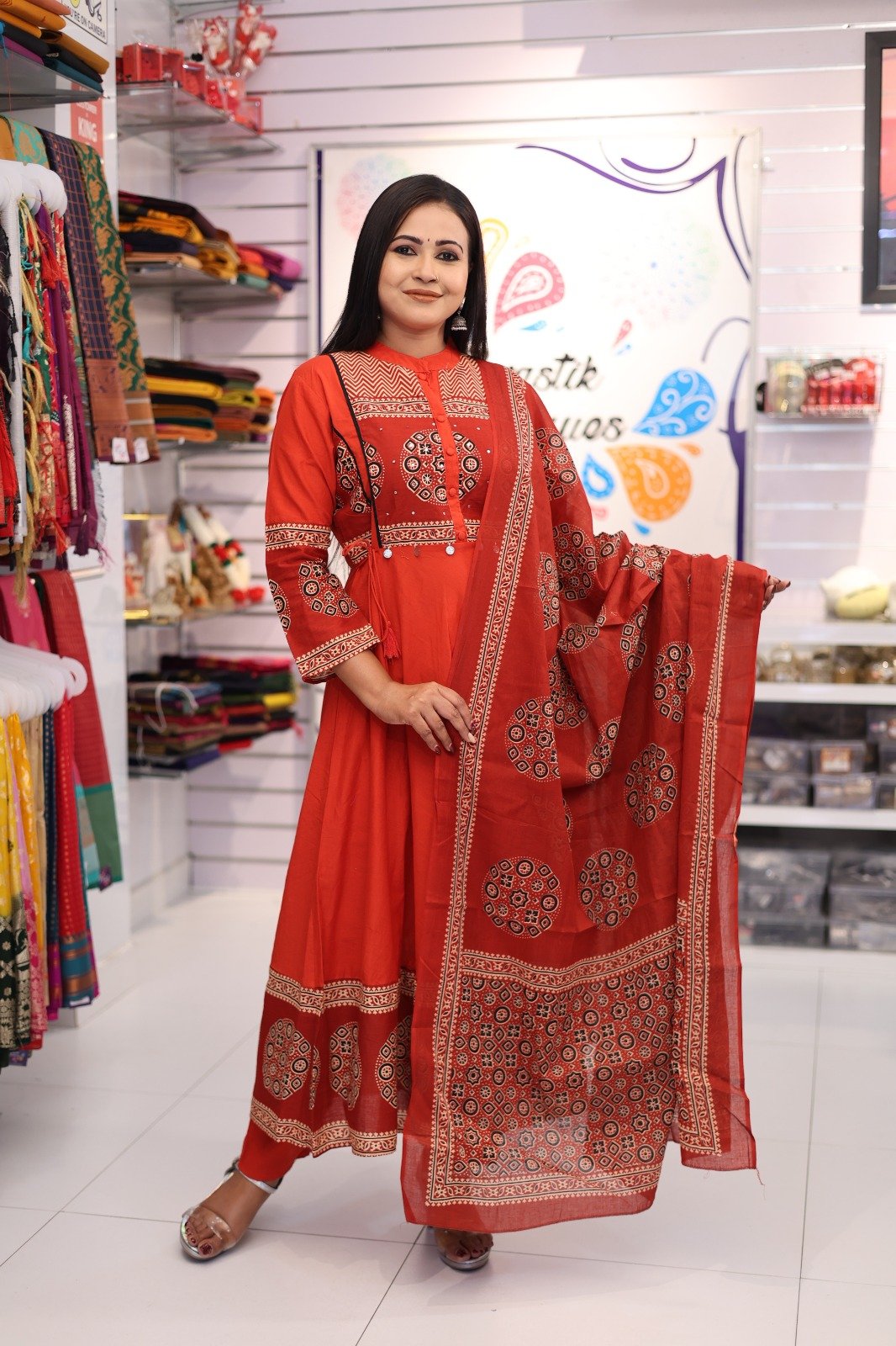 Floral Designer Rust Orange And Maroon Ready Made Shalwar Suit Floral Designer Rust Orange And Maroon Ready Made Shalwar Suit