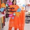 Floral Designer Orange And White Ready Made Shalwar Suit Floral Designer Orange And White Ready Made Shalwar Suit