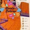 Temple Chariot Motifs Designer Rust Orange And Purple Border Premium Kanchi Cotton Saree with Rich Pallu