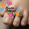 White With Pink Stone Mixed Oxidized Gold Toe Rings