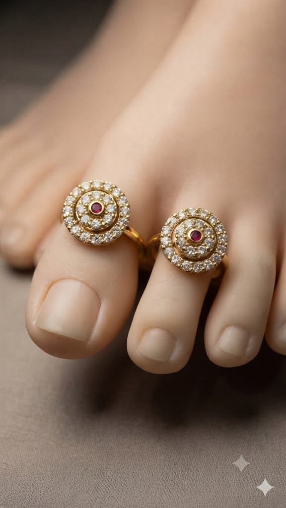 White With Pink Stone Mixed Oxidized Gold Toe Rings White With Pink Stone Mixed Oxidized Gold Toe Rings