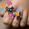 Pink And White Stone Mixed Oxidised Toe Rings