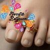 Pink With White And Green Stone Mixed Oxidized Gold Toe Rings