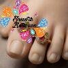 Pink With White And Green Stone Mixed Oxidized Gold Toe Rings