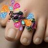 Green And Pink Stone Mixed Oxidised Toe Rings