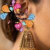 White Pearl With Kopuram Designer Oxidised Gold Jhumkha