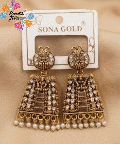 Kopuram Designer Oxidised Gold Jhumkha