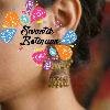 Pink Stone With Flower Designer Oxidised Gold Jhumkha