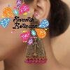 Pink Pearl With Kopuram Designer Oxidised Gold Jhumkha