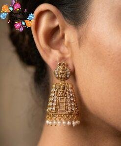 Kopuram Designer Oxidised Gold Jhumkha