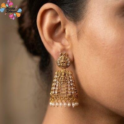 Kopuram Designer Oxidised Gold Jhumkha