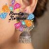 White Stone With Flower Designer Oxidised Silver Jhumkha White Stone With Flower Designer Oxidised Silver Jhumkha