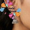 White Stone With Floral Designer Oxidised Silver Jhumkha White Stone With Floral Designer Oxidised Silver Jhumkha
