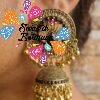Black Stone With Flower Designer Oxidised Gold Jhumkha Black Stone With Flower Designer Oxidised Gold Jhumkha