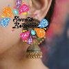 Green Stone With Flower Designer Oxidised Gold Jhumkha Green Stone With Flower Designer Oxidised Gold Jhumkha