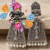 White Pearl With Kopuram Designer Oxidised Silver Jhumkha