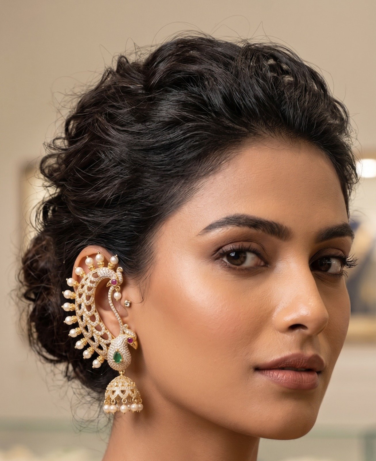 Premium Peacock Designer AD Stone Ear Cuff Jhumkha Premium Peacock Designer AD Stone Ear Cuff Jhumkha