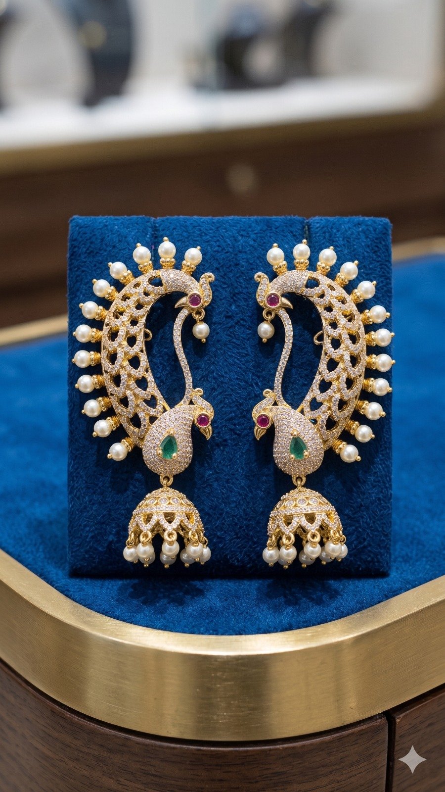 Premium Peacock Designer AD Stone Ear Cuff Jhumkha Premium Peacock Designer AD Stone Ear Cuff Jhumkha - Image 2