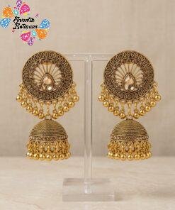 Flower Designer Oxidised Gold Jhumkha Flower Designer Oxidised Gold Jhumkha