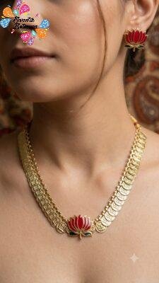 Green Lotus Designer Matte Finished Necklace