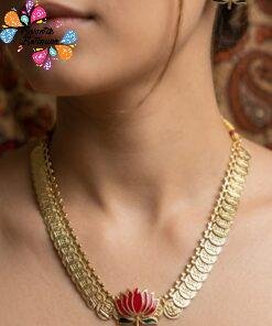 Green Lotus Designer Matte Finished Necklace