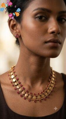 Coin Designer Matte Finished Necklace